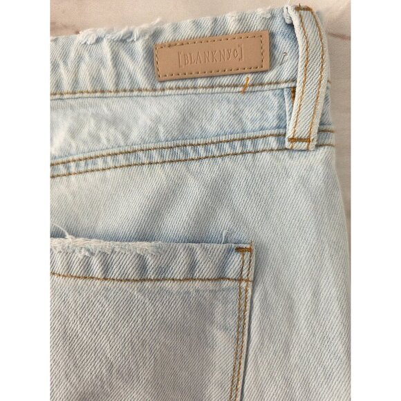 BlankNYC Madison Crop Jeans Women Sz 30 Patchwork Ripped High Rise Light Wash - Picture 5 of 12